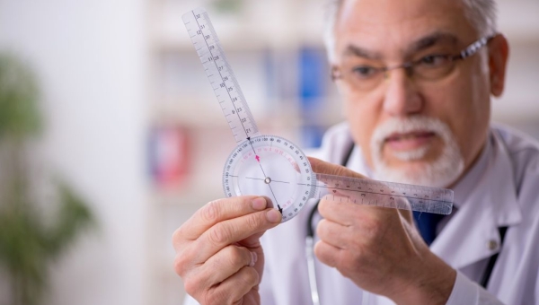 man with goniometer